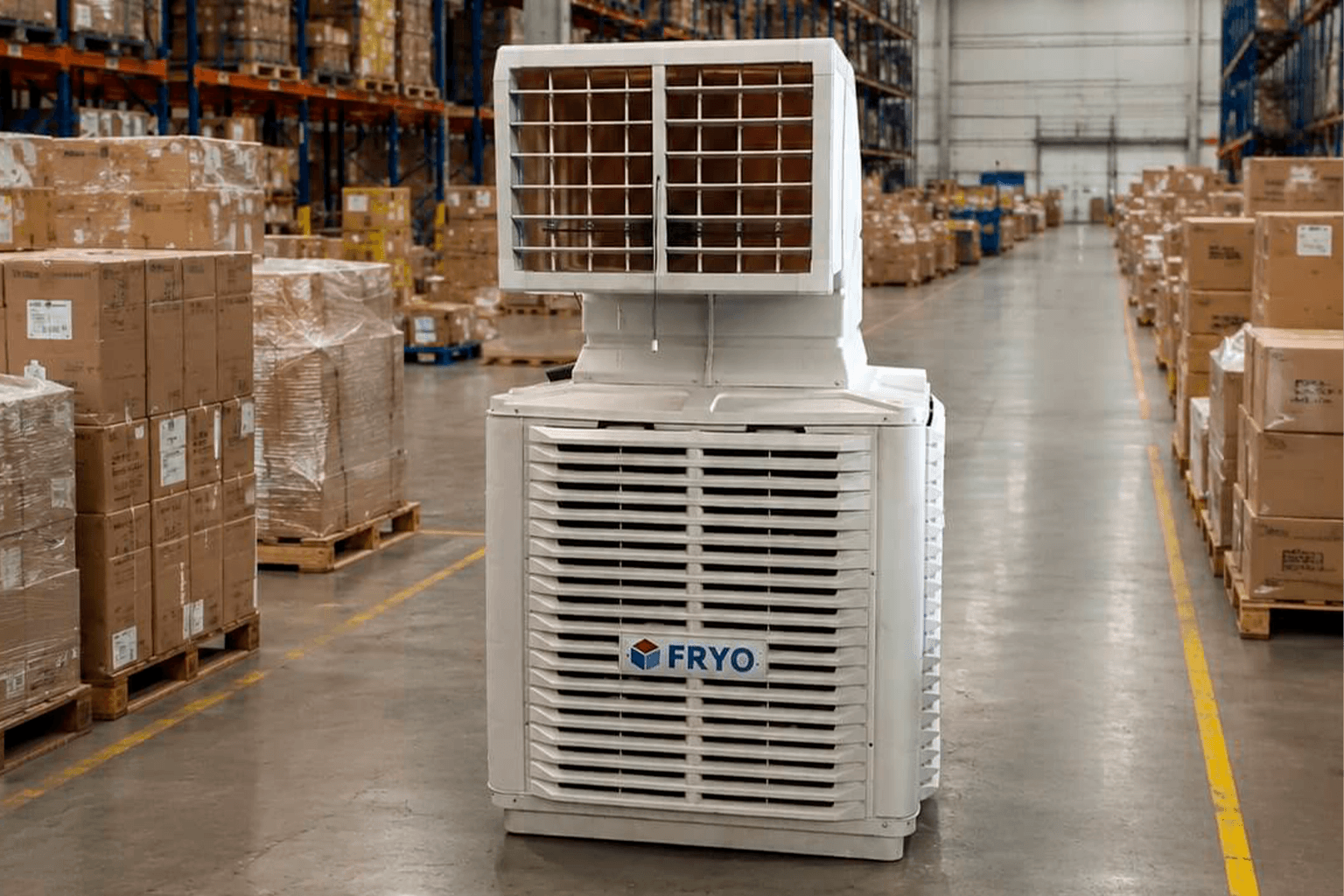 Climatizador Fryo 180 para ambientes comerciais e industriais.